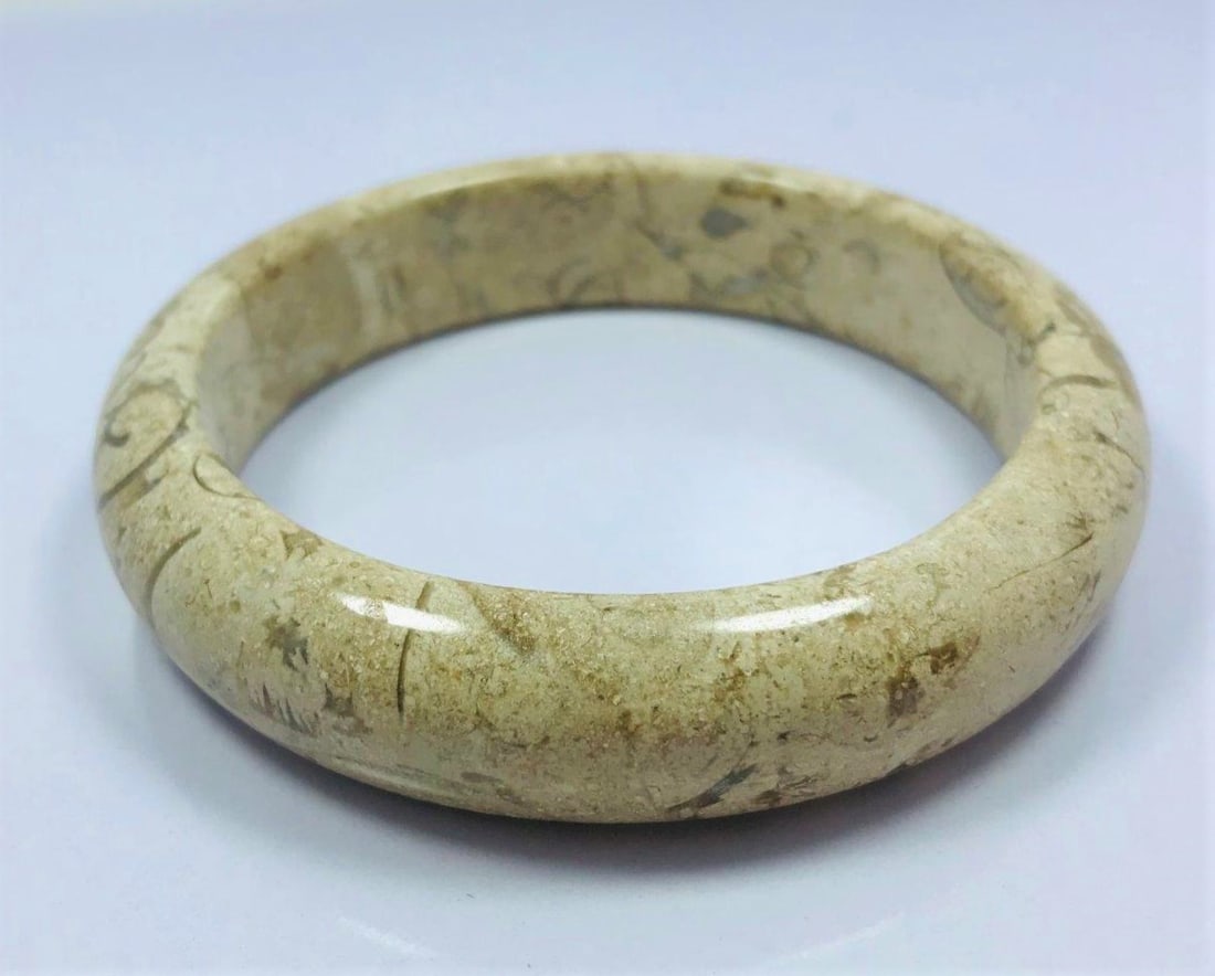 Jasper beautiful hand bangle off white color - 63.4G (1 of 3)