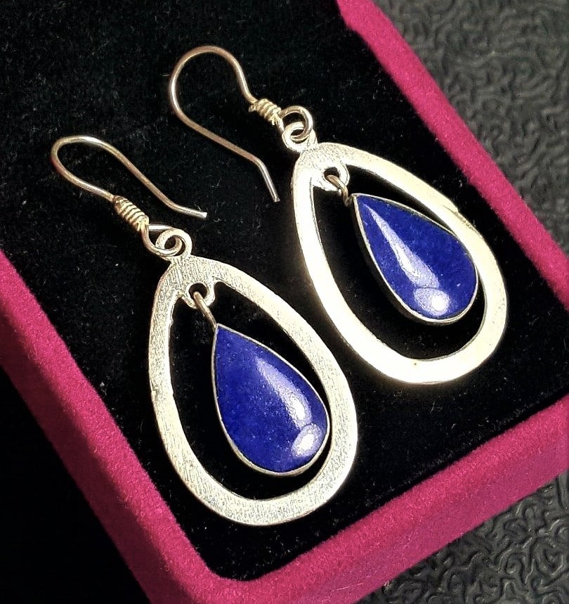 Lapis Sterling Silver Drop Dangle Earrings (1 of 3)