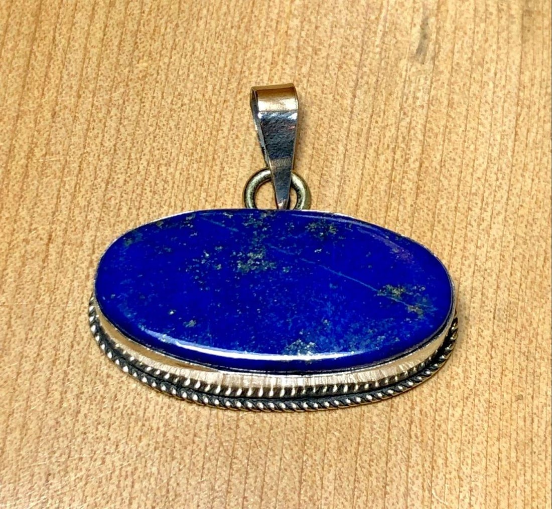 Real Lapis Lazuli Pendant, Blue Stone Pendant, September Birthstone (1 of 2)