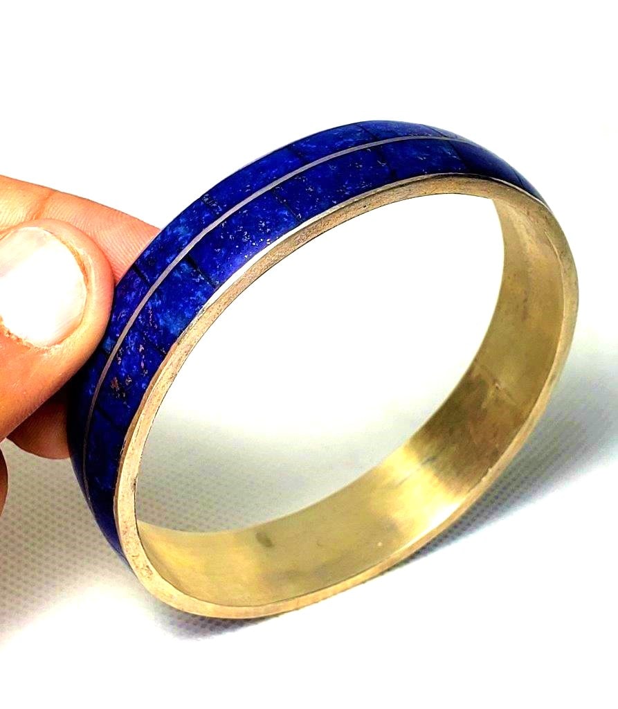 Sterling Silver Natural LAPIS BANGLE - 3
