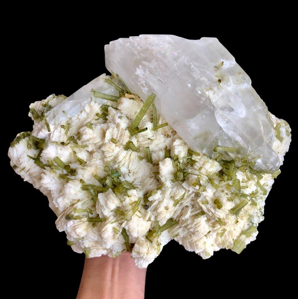 Collection Piece - Green Tourmaline Cluster With Quartz Terminated - 4357 Grams - 270X180X120 mm (1 of 5)
