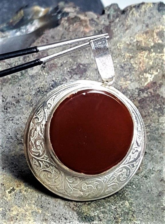 Sterling Silver Brown AGATE Pendant (1 of 3)