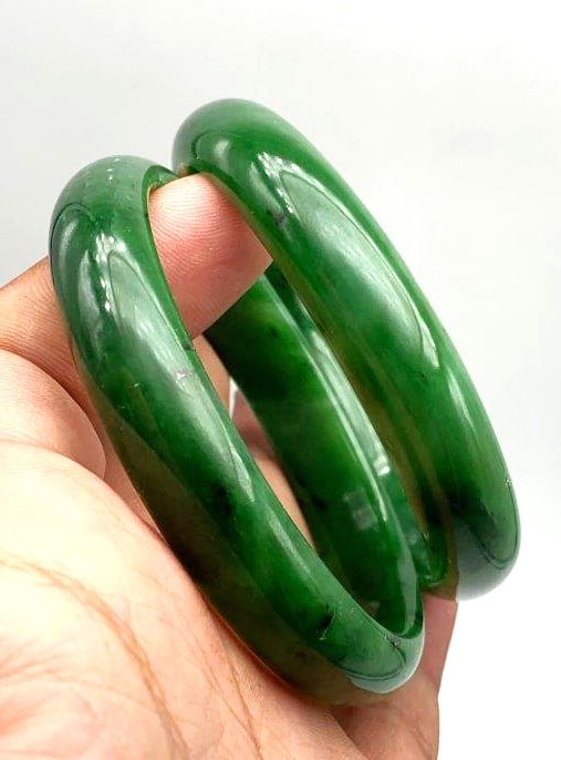 AAA Quality Deep Green Nephrite Jade Bangle - 2
