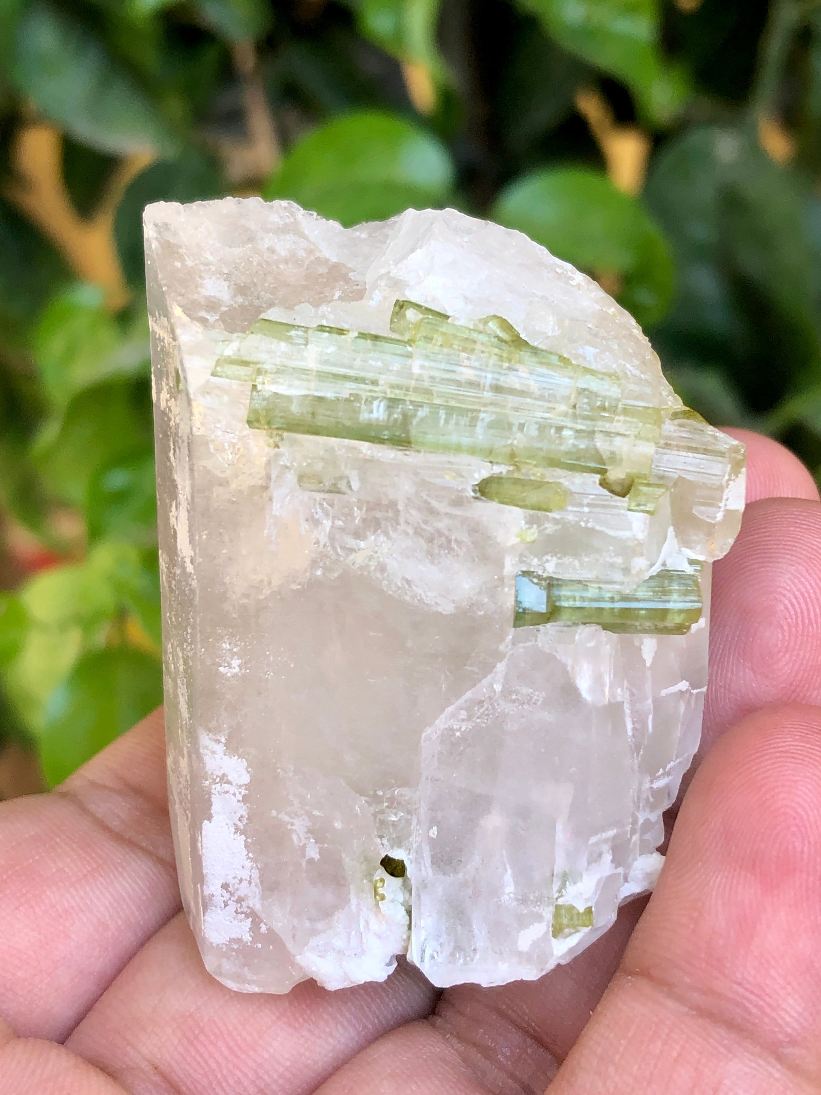 93.64 Grams Green Tourmaline With Quartz Combination - 59X40X28 mm (1 of 4)