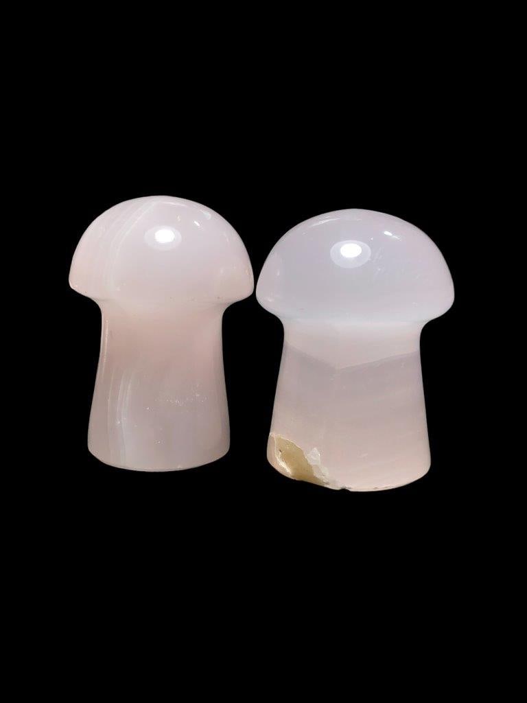 Pink Calcite Mashrooms Hand Carved (1 of 3)
