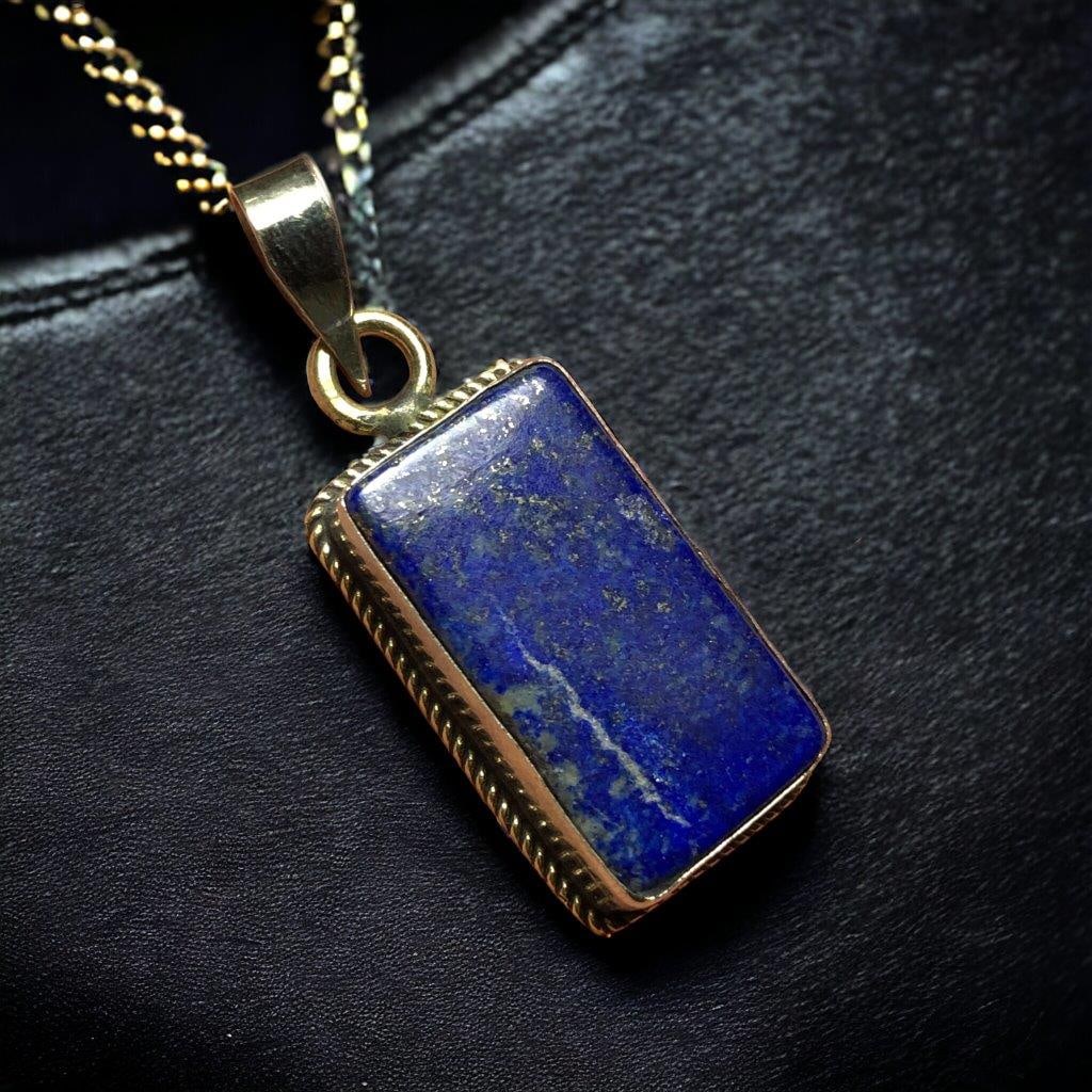 Rare Pyrite Inclusion Lapis Pendant Necklace (1 of 2)
