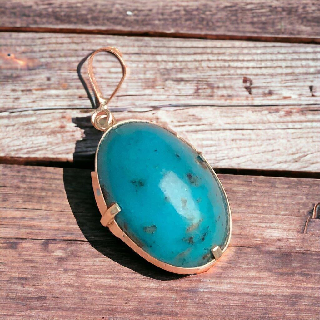 Natural Turquoise Pendant HANDMADE JEWELRY (1 of 2)