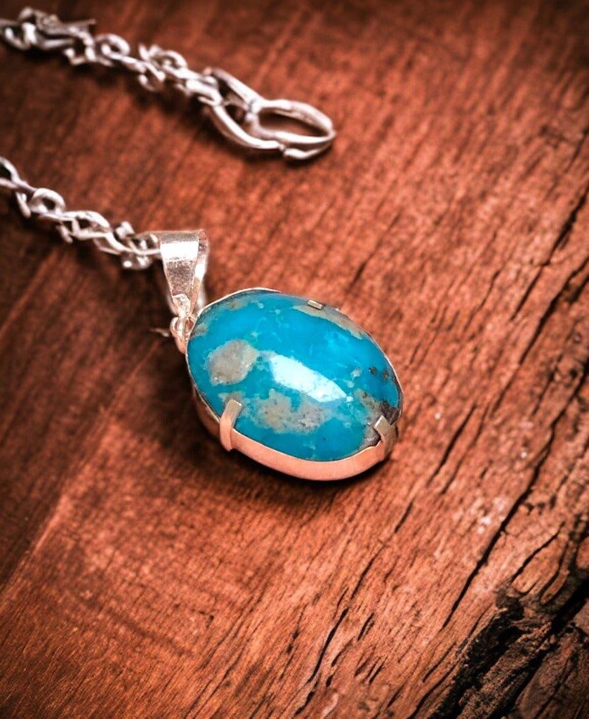 Natural Turquoise Pendant With Pyrite Inclusion IN SILVER (1 of 2)