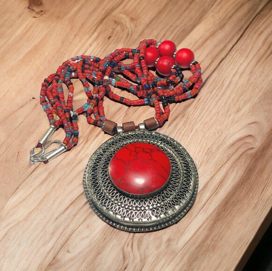 Chinese Coral Healing Necklace - Old Fashion Brass Jewelry (1 of 3)