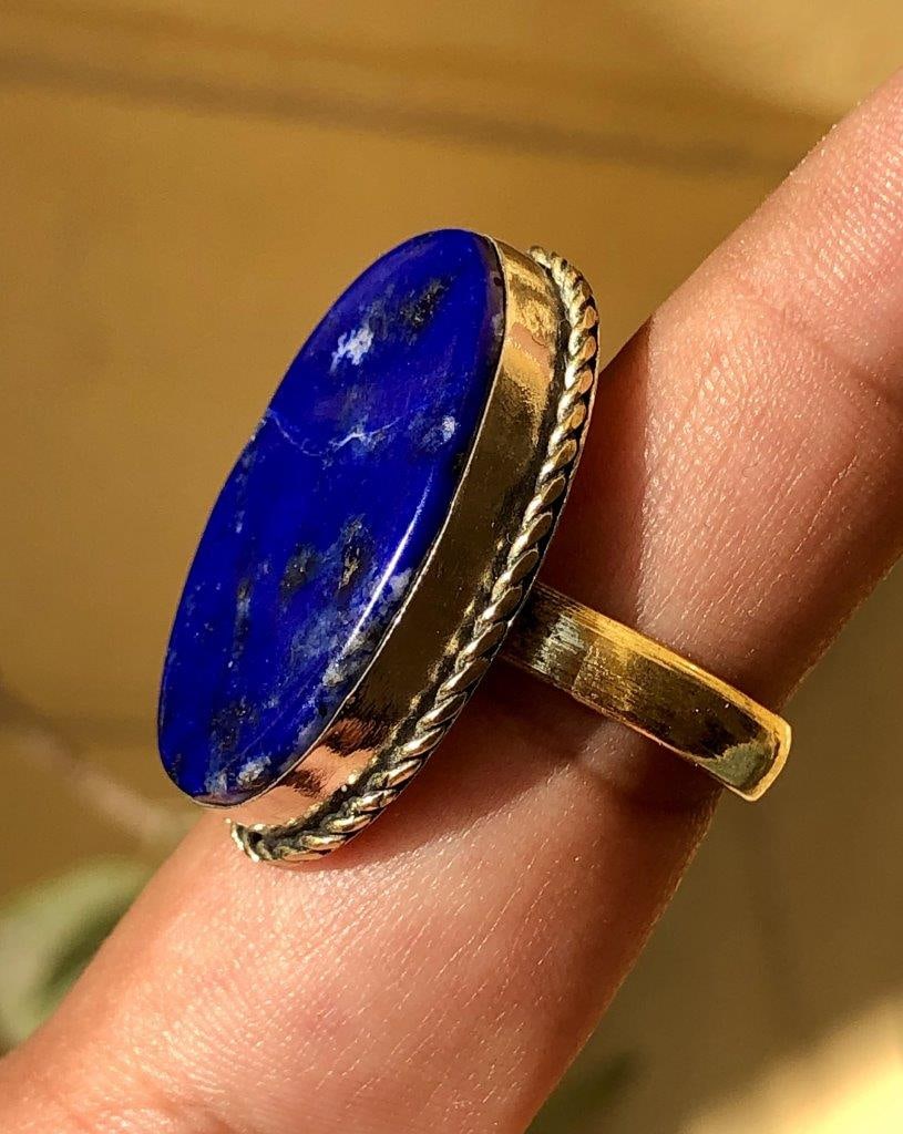 Lapis Lazuli ring, Brass ring, Handmade Unique ring (1 of 4)