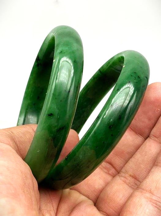 AAA Quality Deep Green Nephrite Jade Bangle - 3