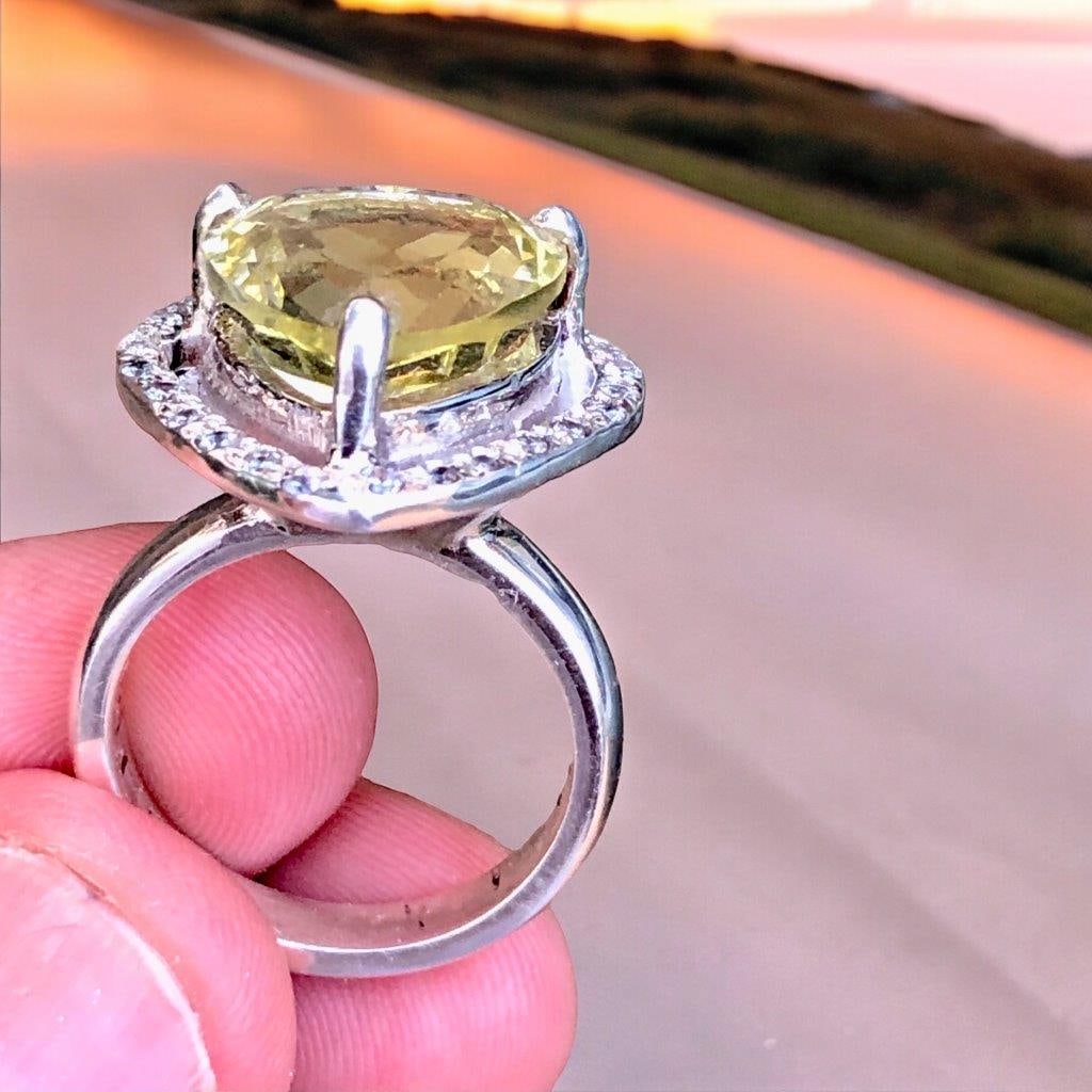 Fiery HEART Citrine Quartz RING in SILVER - Ring Size 9 US (1 of 4)