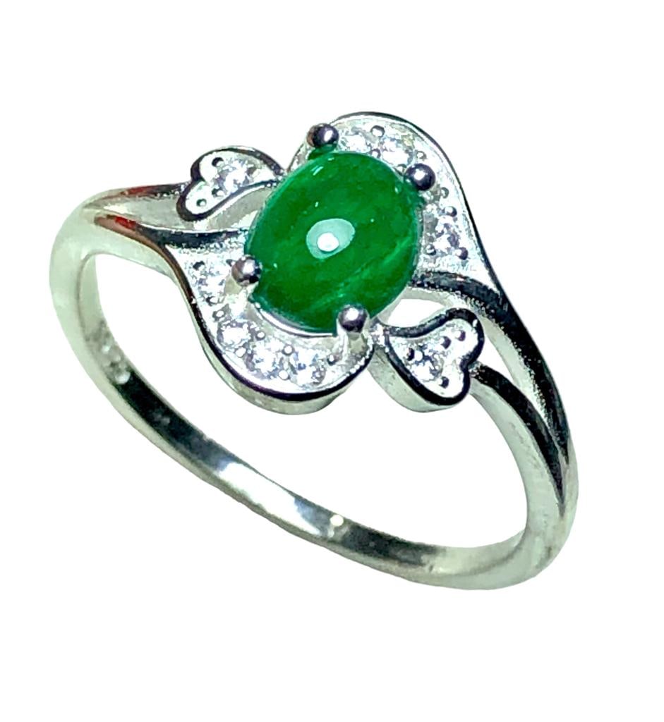 emerald silver ring bridal sets Ring Size 7 US - 2
