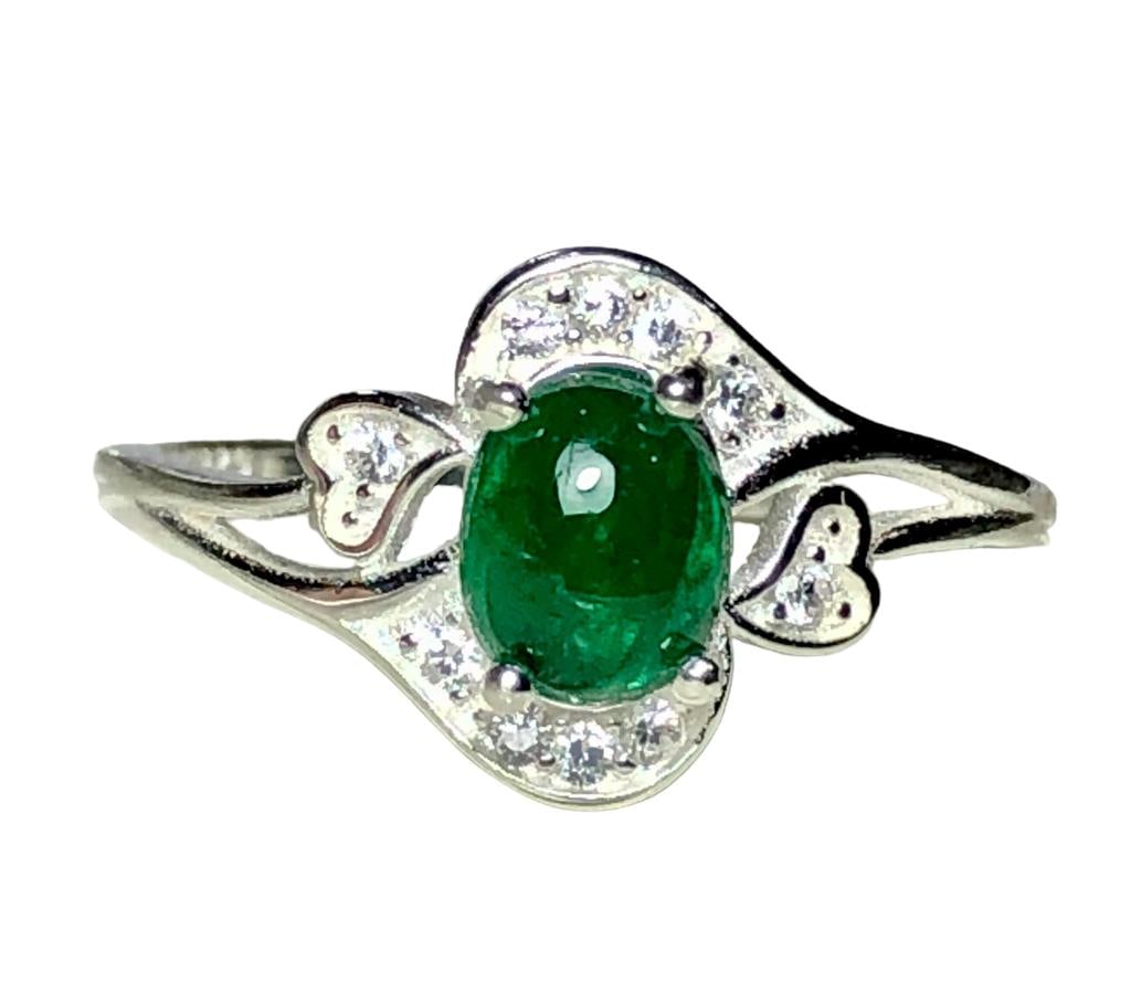 emerald silver ring bridal sets Ring Size 7 US - 3