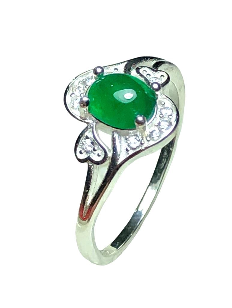 emerald silver ring bridal sets Ring Size 7 US - 4