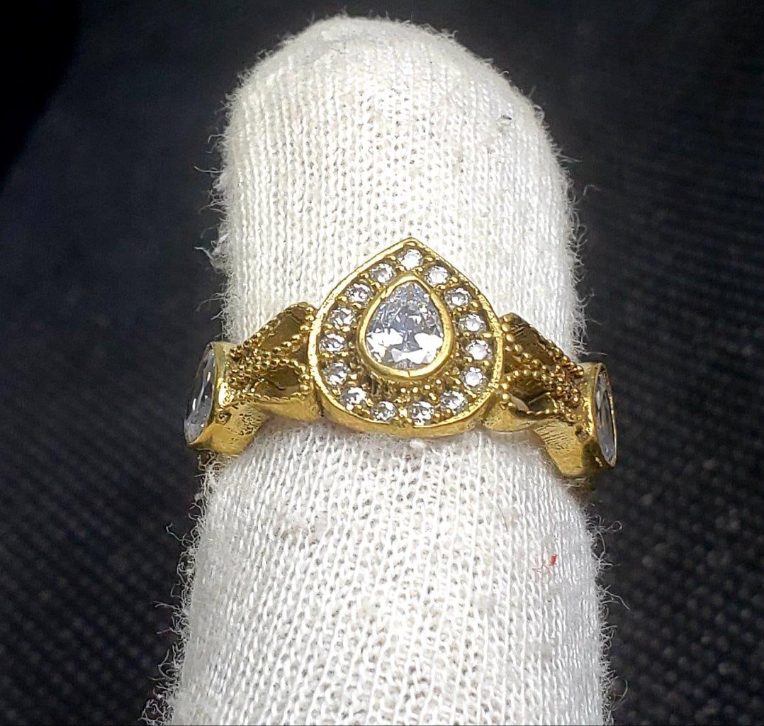 Pear Mossonite Stone Ring - 2