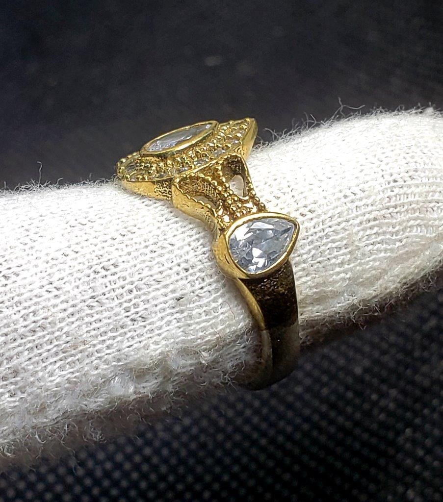Pear Mossonite Stone Ring - 3