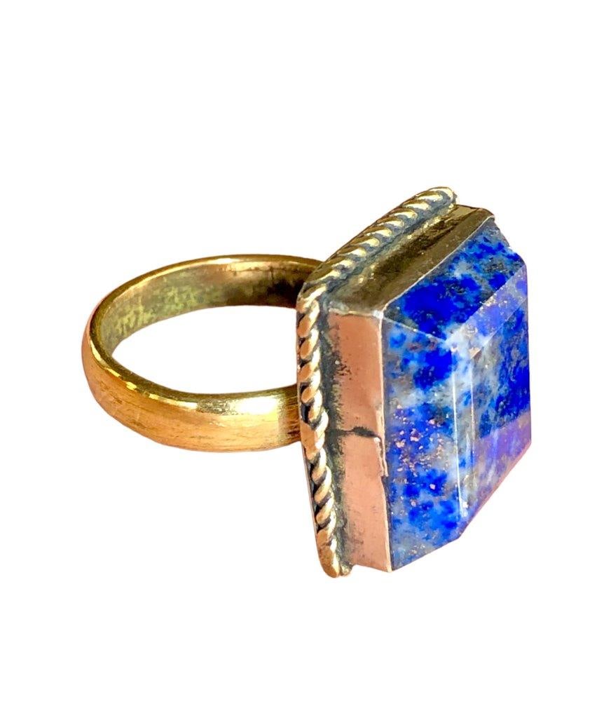 Wonderful Old Gold Gilding Natural Blue Lapis Unique Ring (1 of 5)