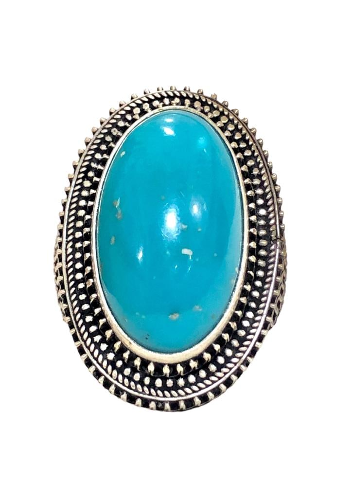 Silver Turquoise Ring, Men's Turquoise Ring - 2