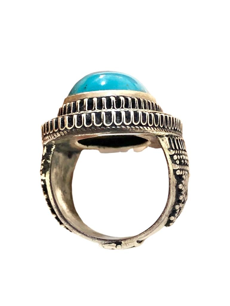 Silver Turquoise Ring, Men's Turquoise Ring - 4