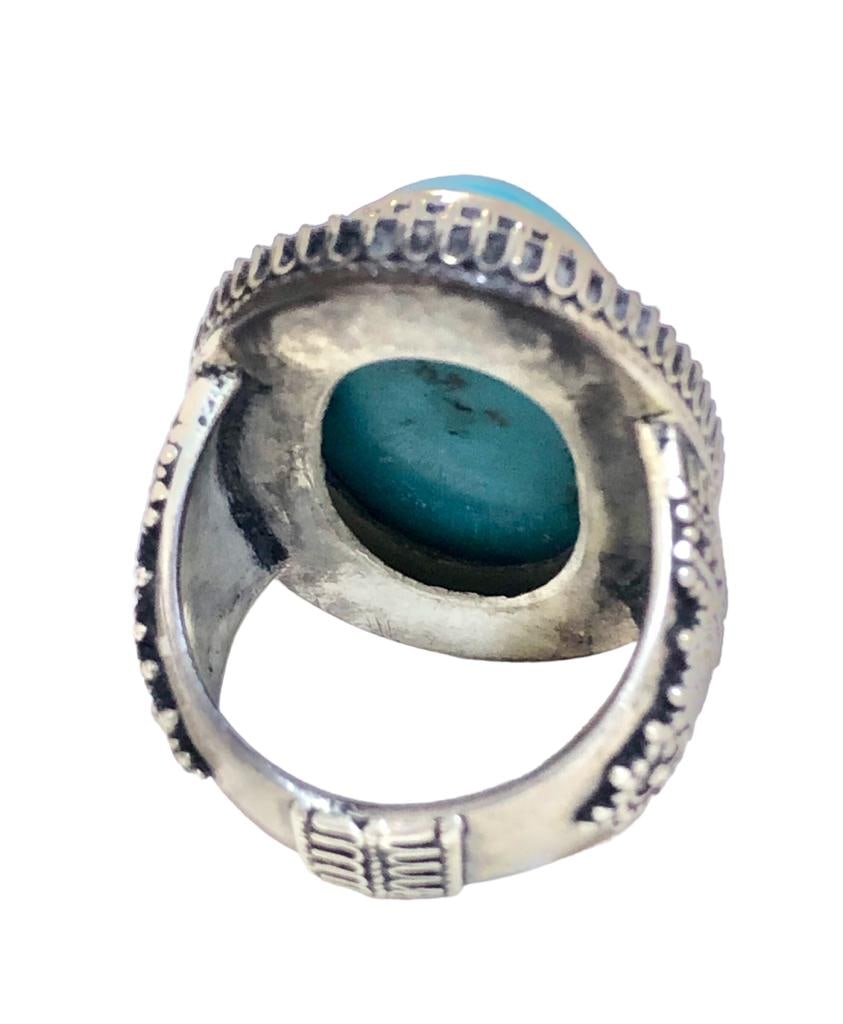 Silver Turquoise Ring, Men's Turquoise Ring - 5
