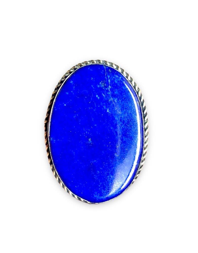Large lapis Lazuli handmade ring, brass ring, gemstone ring - 2
