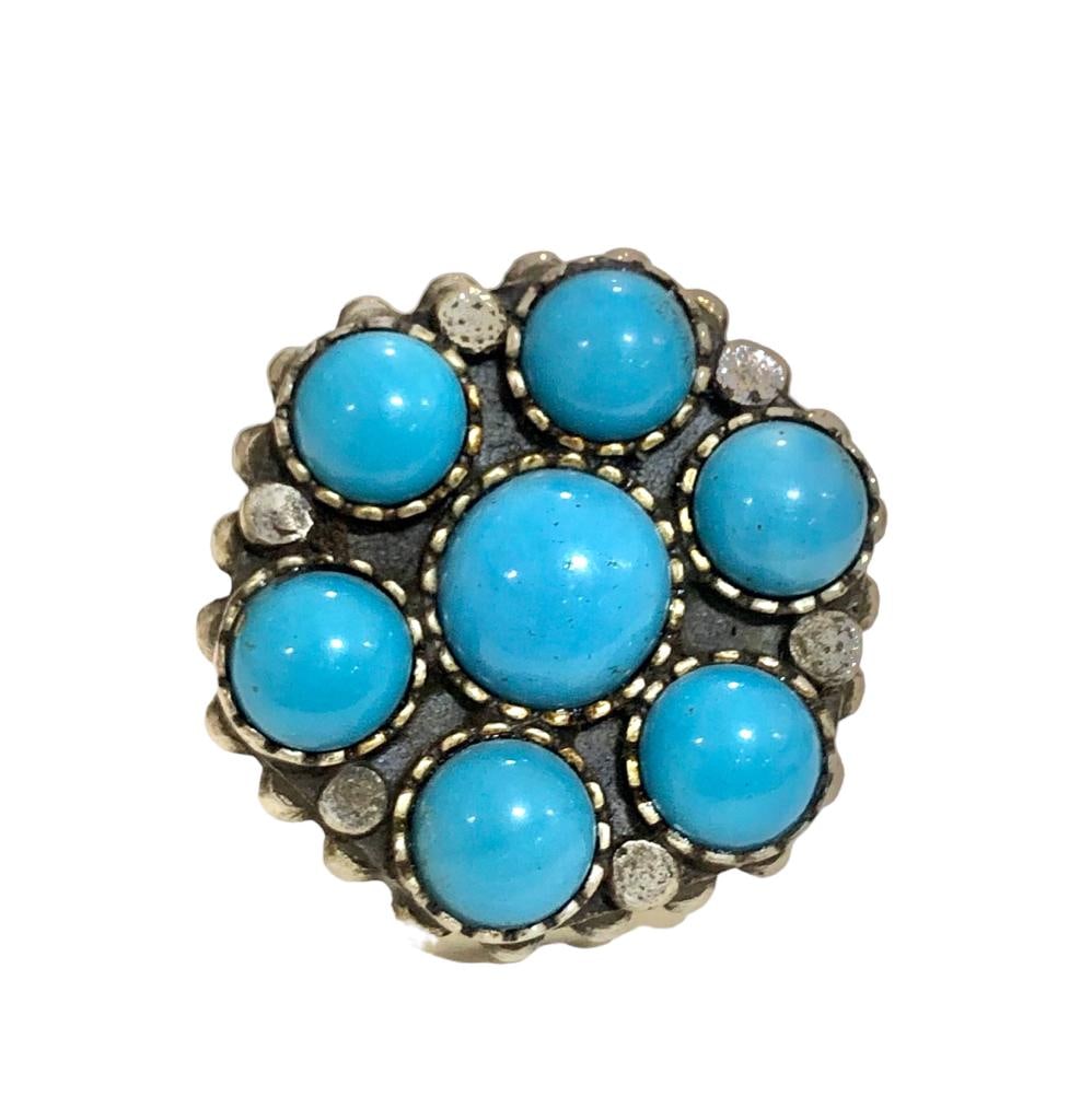 Sterling Silver Natural Torquoise Ring - Vintage jewelry (1 of 7)