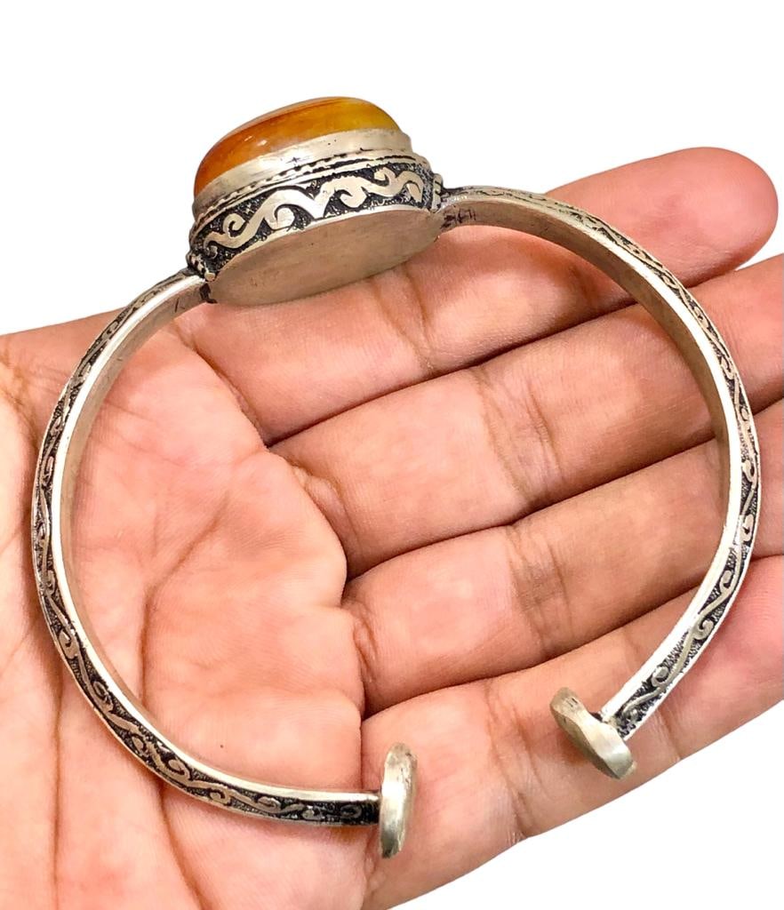 Natural Moss Agate Bangle , Moss Agate Gemstone Bangle, Designer Cuff Bangle - 2