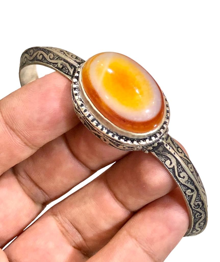 Natural Moss Agate Bangle , Moss Agate Gemstone Bangle, Designer Cuff Bangle - 3