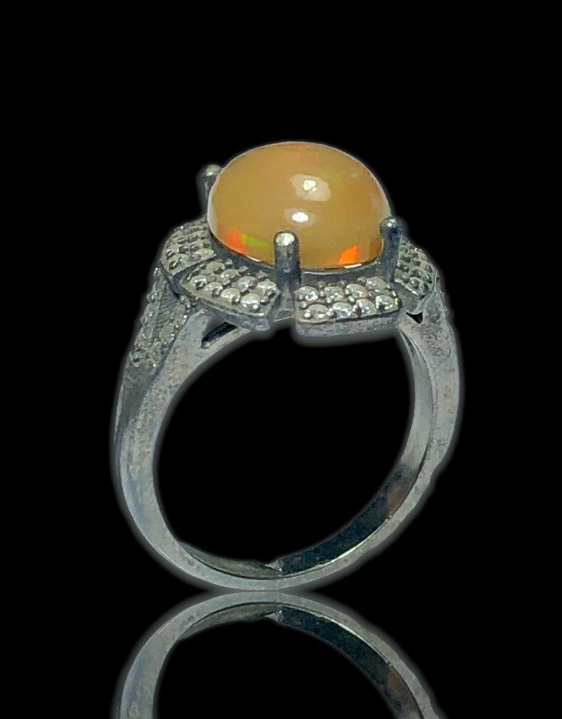 Ethiopian Opal Boho Ring, African Opal Ring, Dainty Ring (1 of 6)