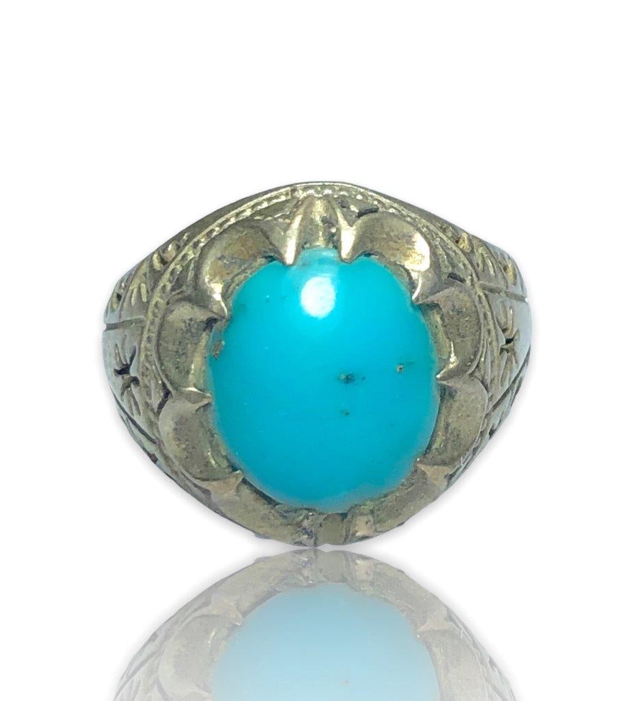 Genuine Turquoise Ring, Silver Turquoise Ring - 2
