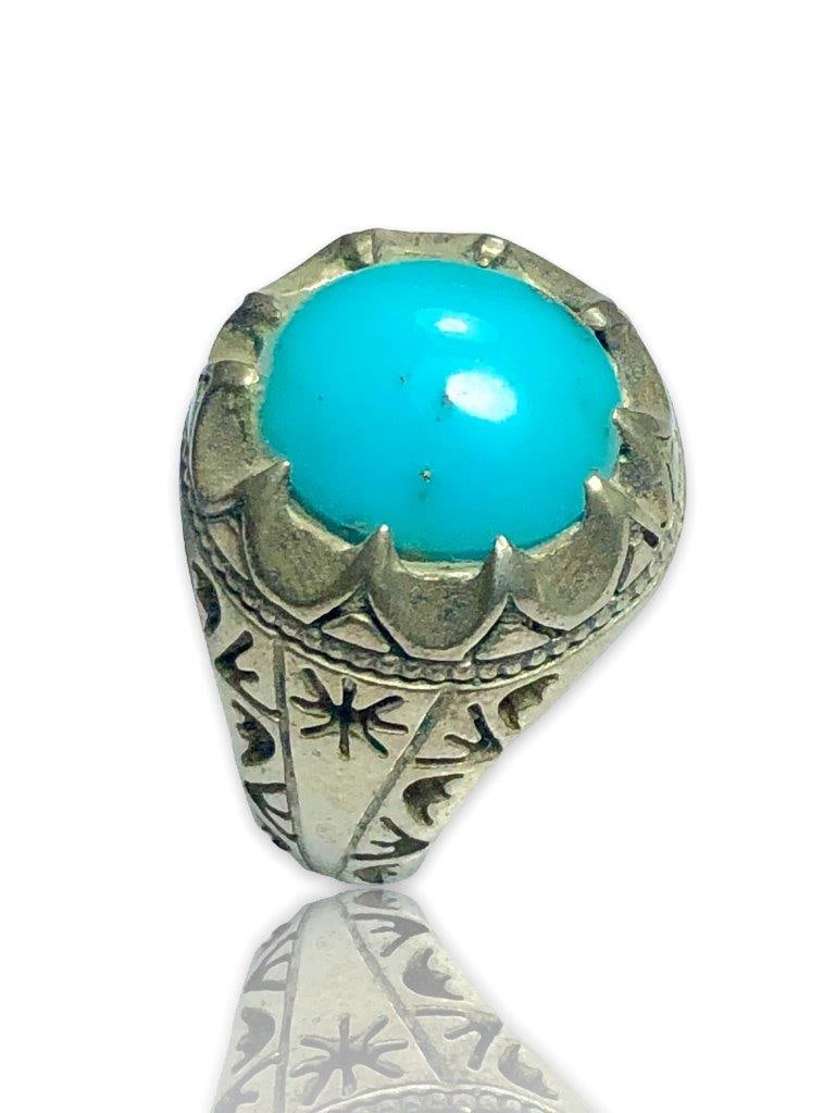 Genuine Turquoise Ring, Silver Turquoise Ring - 3