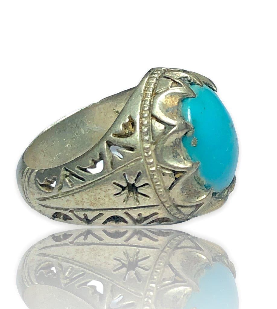 Genuine Turquoise Ring, Silver Turquoise Ring - 4
