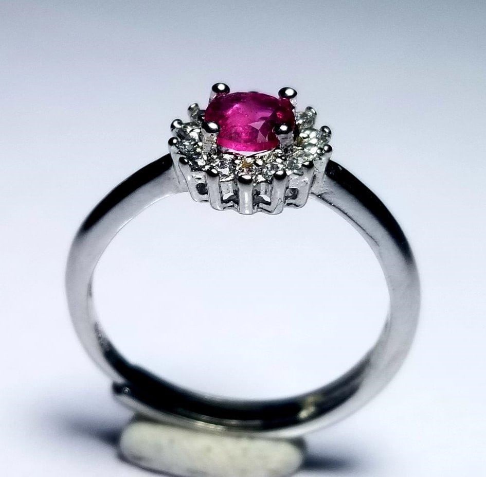 Natural Rubelite Tourmaline - Sterling Silver Ladies Ring (1 of 4)