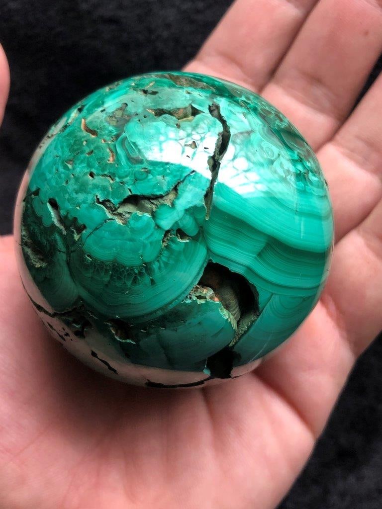Rare 450 Gram Malachite Sphere Velvet Green Bullseye Banded Mineral Specimen (1 of 4)