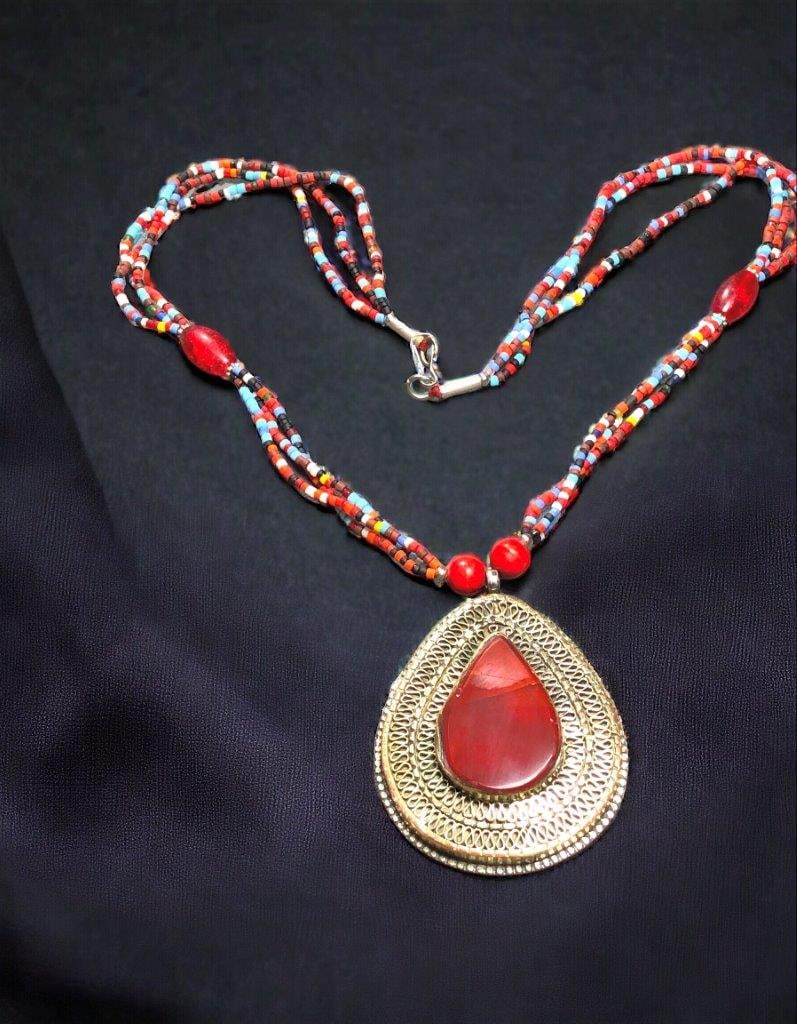 Ethnic Natural Brown Agate Necklace - Handmade Jewelry (1 of 3)