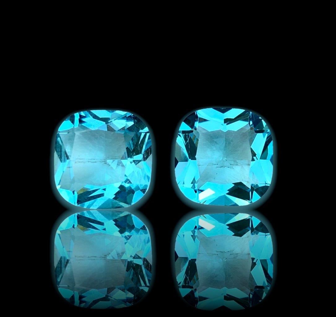 Swiss Blue Topaz Perfect Pairs -10.70 Carats - 12X12X7 mm (1 of 3)