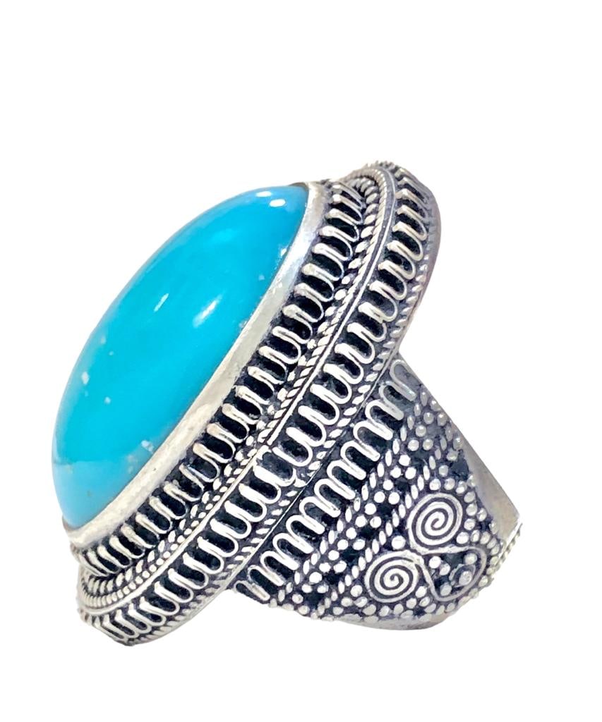 Turquoise ring, Solid Sterling Silver Ring, Natural Turquoise Ring (1 of 5)