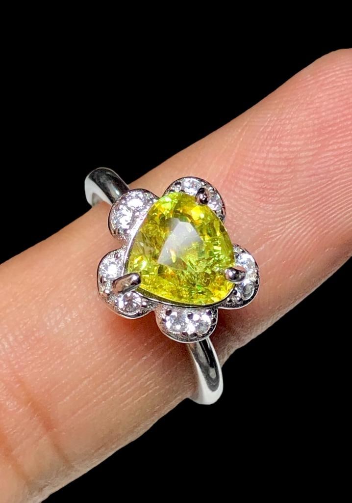 sterling silver Fiery Sphene ring - RING SIZE 7.5 US Adjustable (1 of 4)
