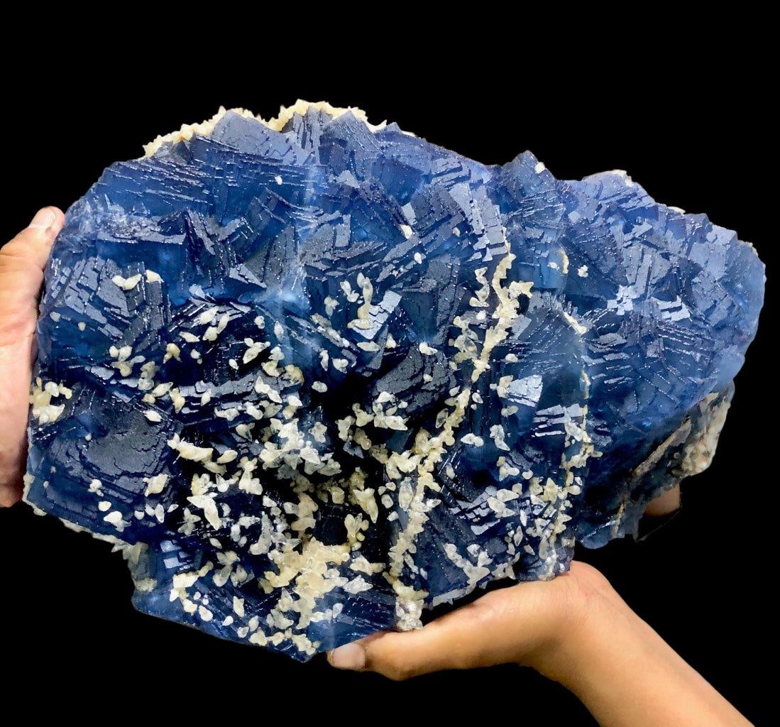 Museum-Grade 10kg Deep Blue Fluorite Crystal Specimen | Rare Jumbo Statement Mineral: Unearth the breathtaking beauty of this 10 KG (approx. 22 lbs) Museum-Grade Deep Blue Fluorite Specimen. This is not just a mineral; it is an investment-grade, jumbo statement piece designed for serio