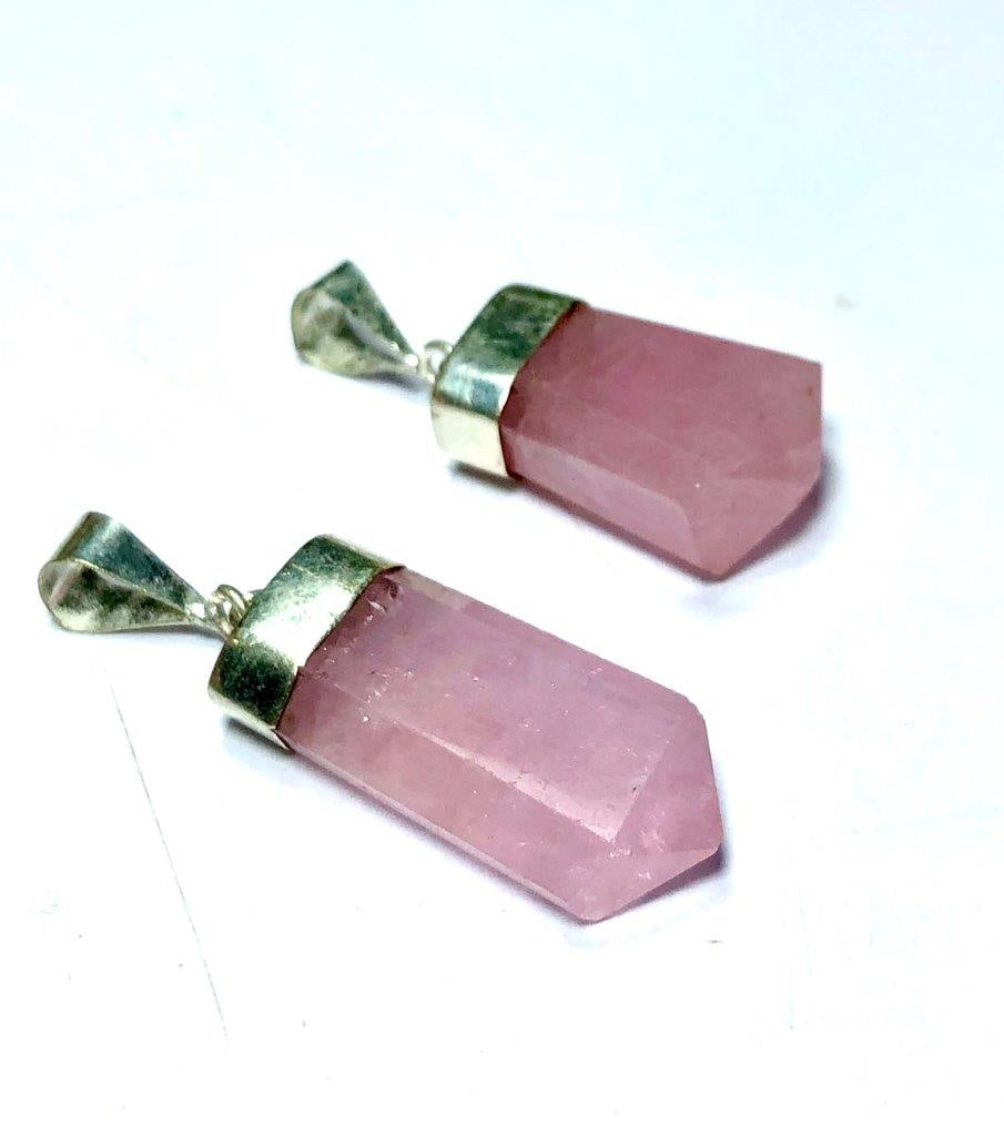 Paired Natural Morganite Pendants in Silver (1 of 2)