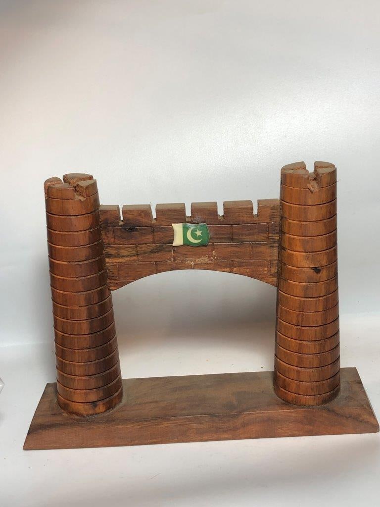 Hand Carved Wooden Khyber Pass Archway (7 x 5.5 x 1.5 inches, 258g) - Pakistani Souvenir (1 of 5)