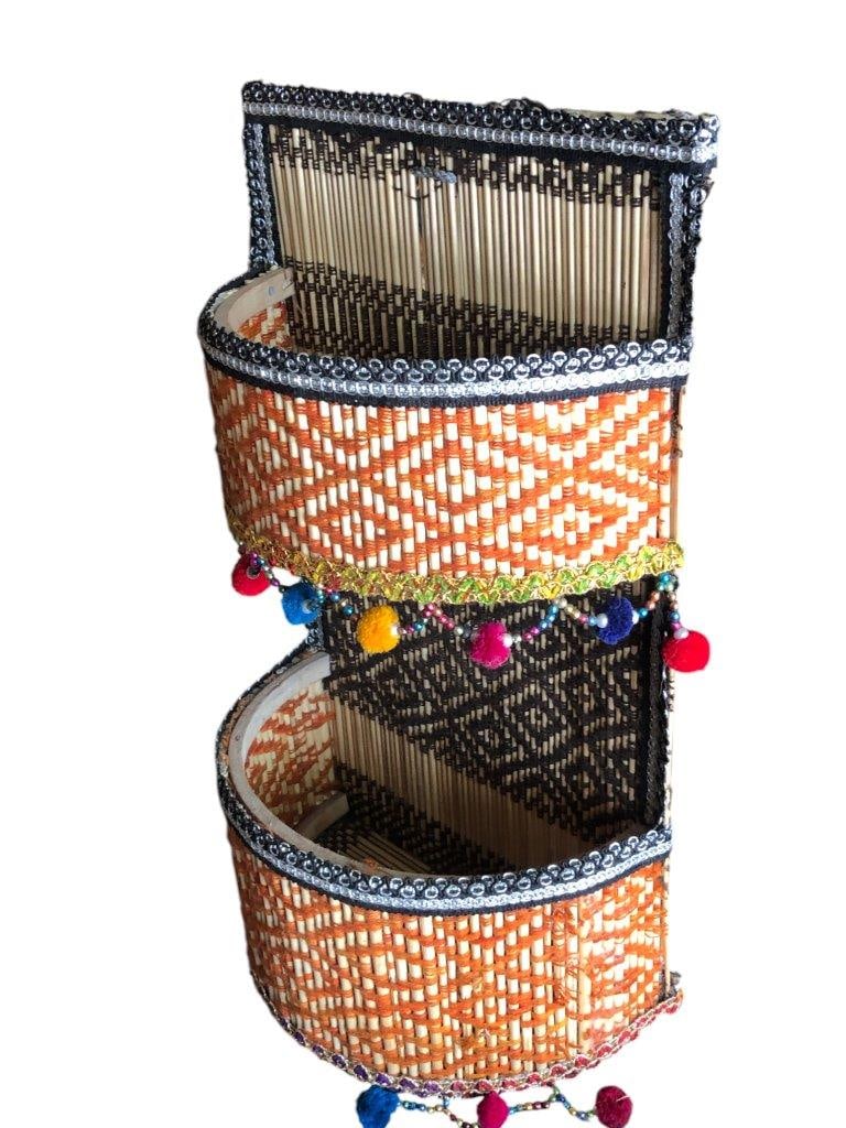 Handcrafted Woven Wall Organizer (15 x 9 x 5 inches, 250g) - Bohemian Home Decor (1 of 7)