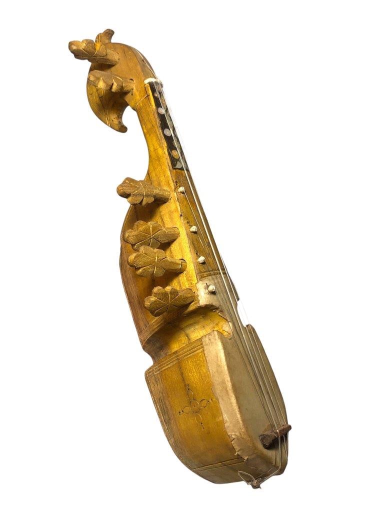 Hand Carved Wooden Rabab Miniature, String Musical Instrument (12 x 3 x 2 inches, 205g) - Folk Art (1 of 5)