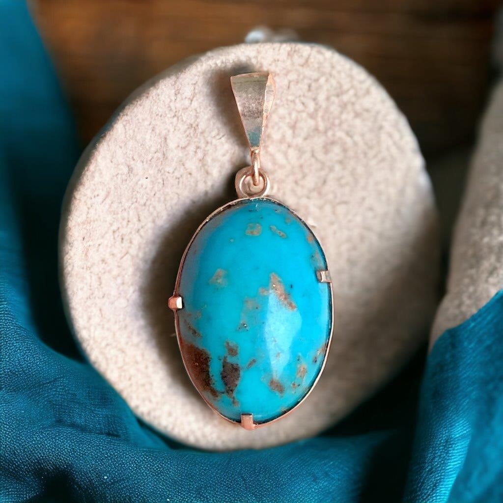 Natural Turquoise Pendant With Pyrite Inclusion Necklace LOVE AFFECTION (1 of 3)