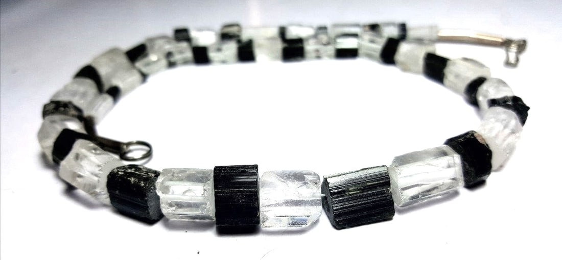 Black Tourmaline & Quartz Crystal Necklace with Reiki (1 of 3)