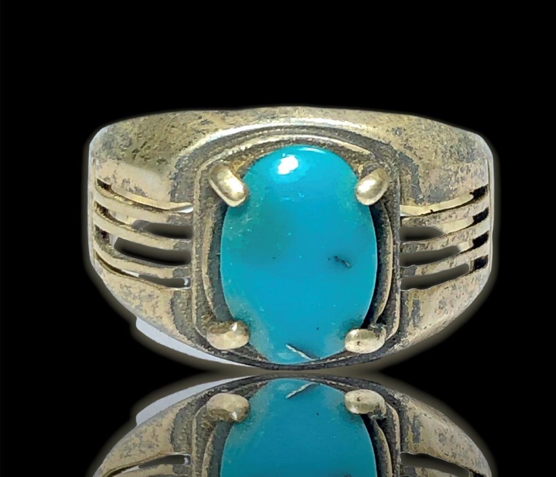 Natural Sleeping Beauty Turquoise Gemstone Ring in SILVER (1 of 3)