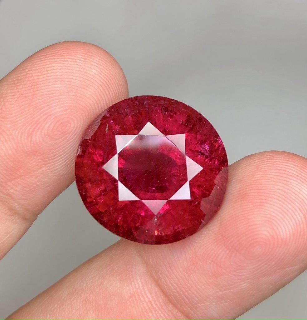 30 Carats Round Cut Natural Rubelite Tourmaline Gemstone - 20X20X13 mm (1 of 4)