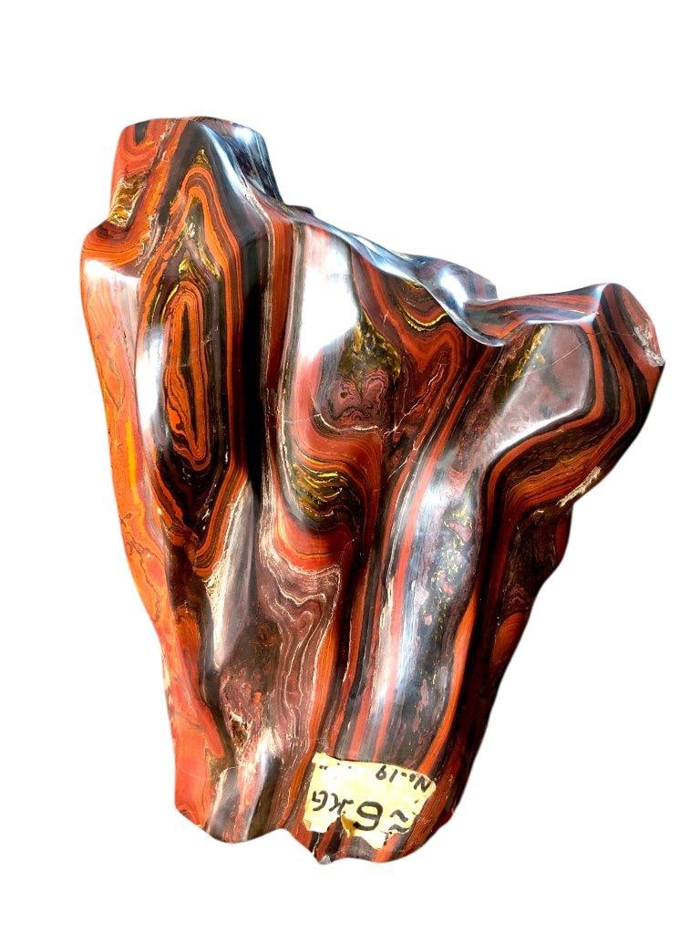 50.90 Kg Unusual Shape High Quality Natural Tiger Eye Standing Tumble ? Large Polished Decorative: Impressive 50.90 kg high quality natural Tiger Eye standing tumble featuring an unusual shape, rich golden-brown chatoyancy, and a beautifully polished finish. This massive statement piece is perfect 