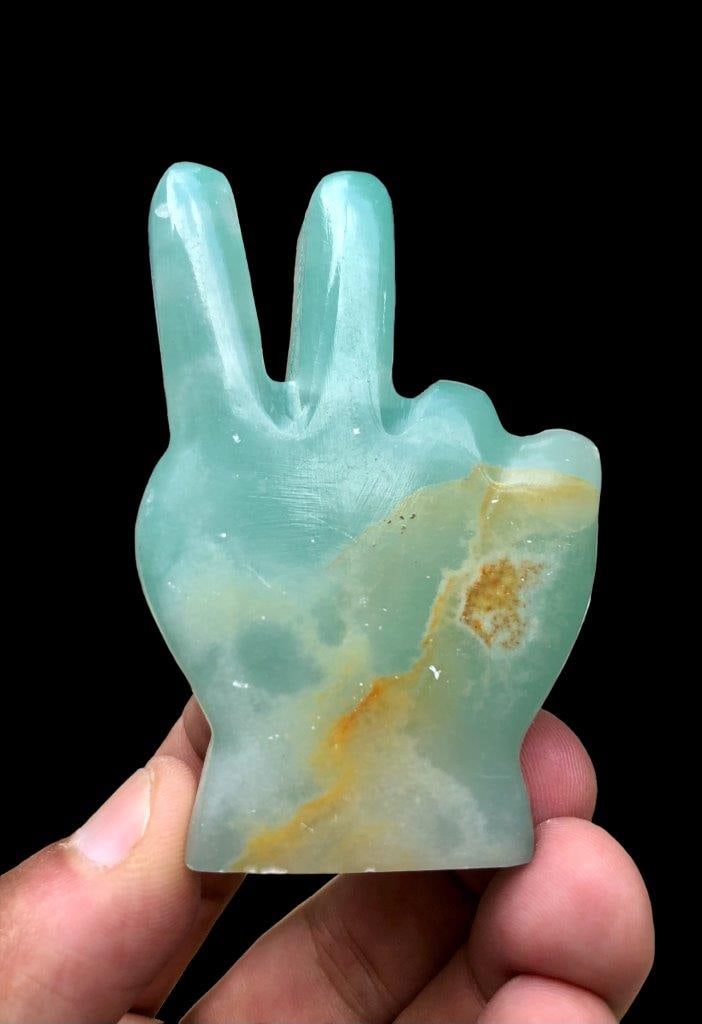 Green Dyed Onyx Victory Signs 145 Grams (1 of 2)